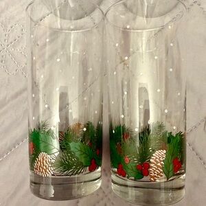 Vintage Libbey Christmas Tumblers:
Pine Cones & Holly, Set of 4